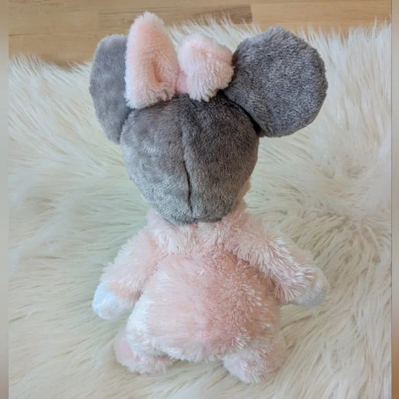 Disney Parks Minnie Mouse Rattle Pastel Pink and Gray Stuffed Animal - Picture 2 of 4